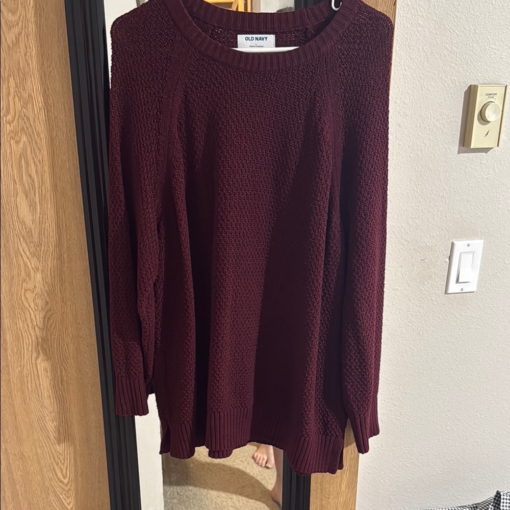Old Navy Red Crew Neck Sweater Soft Knit Casual
